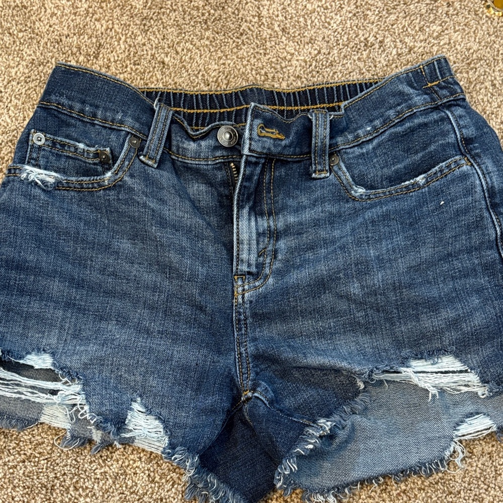 Aerie Blue Distressed Jean Shorts